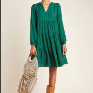 Anthropologie dress - green tiered tunic
